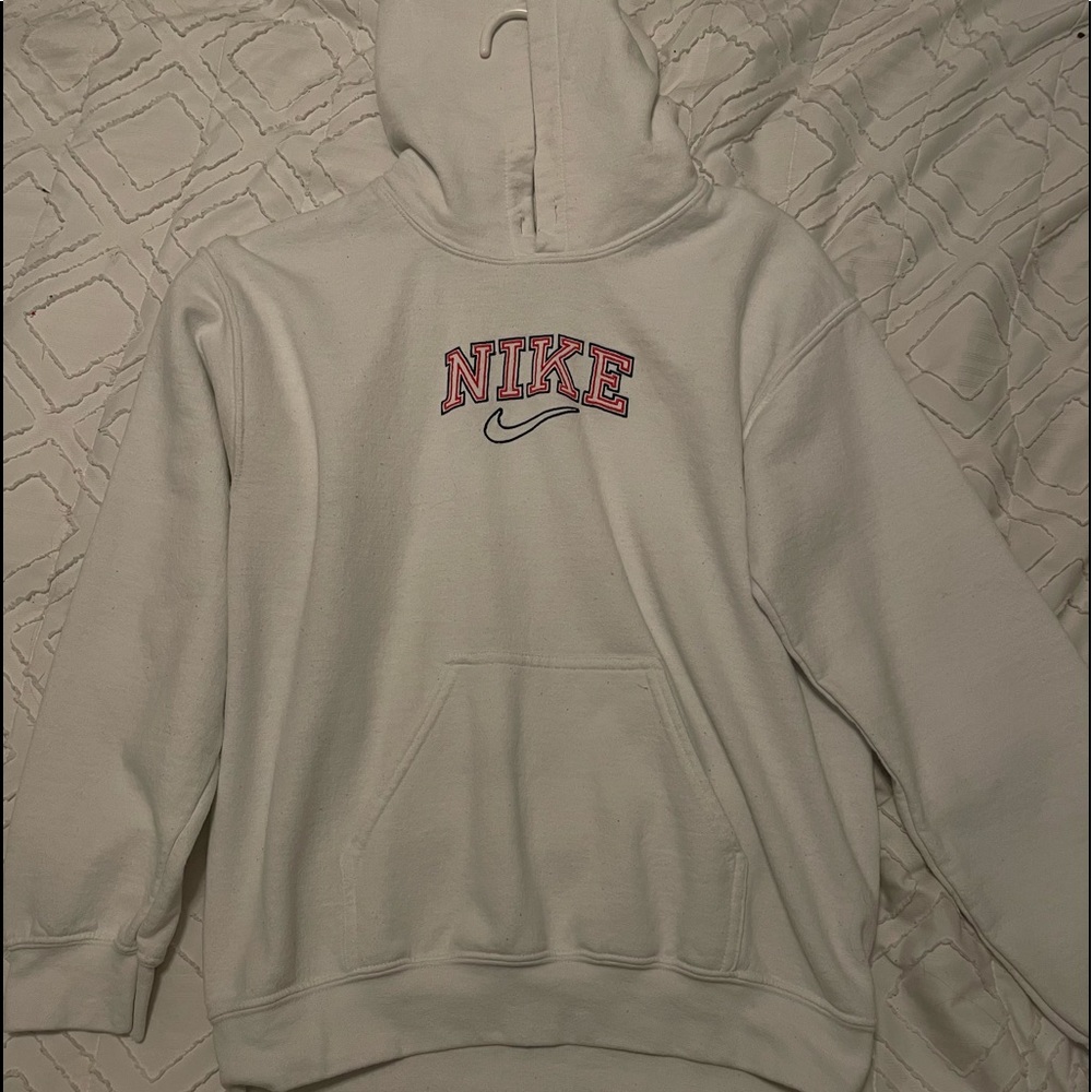 Nike White Hoodie, lettering in red and in great condition only used once!